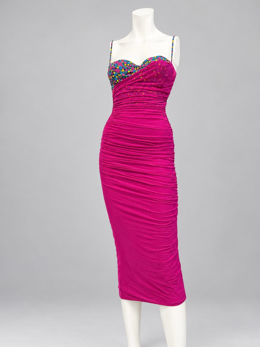 Versus Versace floral bust ruched mesh dress