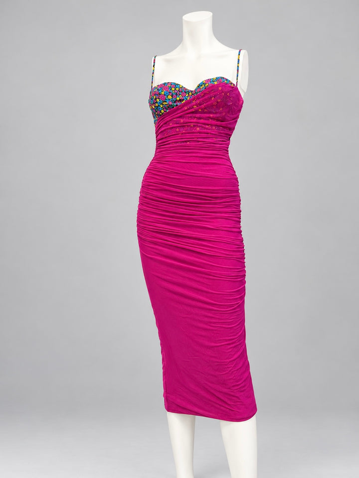 Versus Versace floral bust ruched mesh dress