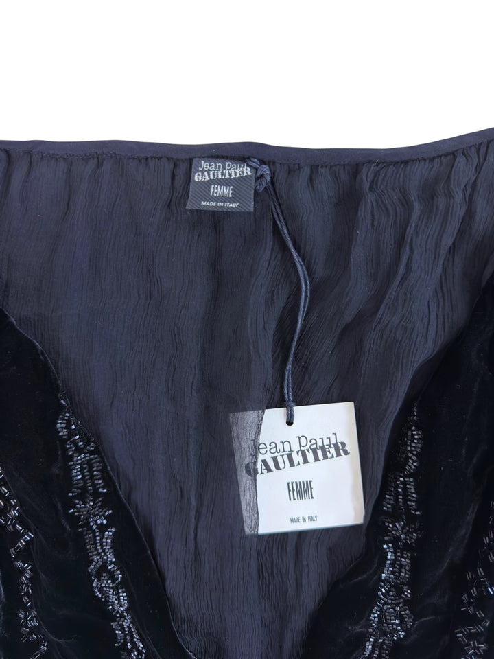 Jean Paul Gaultier Femme FW2006 deadstock beaded velvet blouse