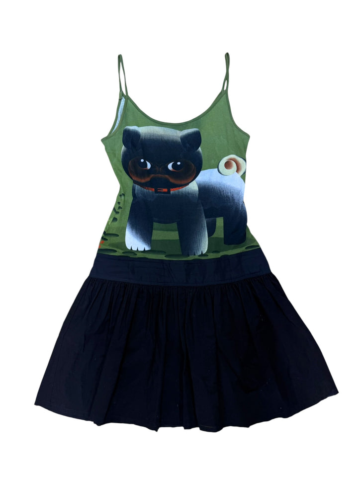 Custo Barcelona dog print drop waist dress