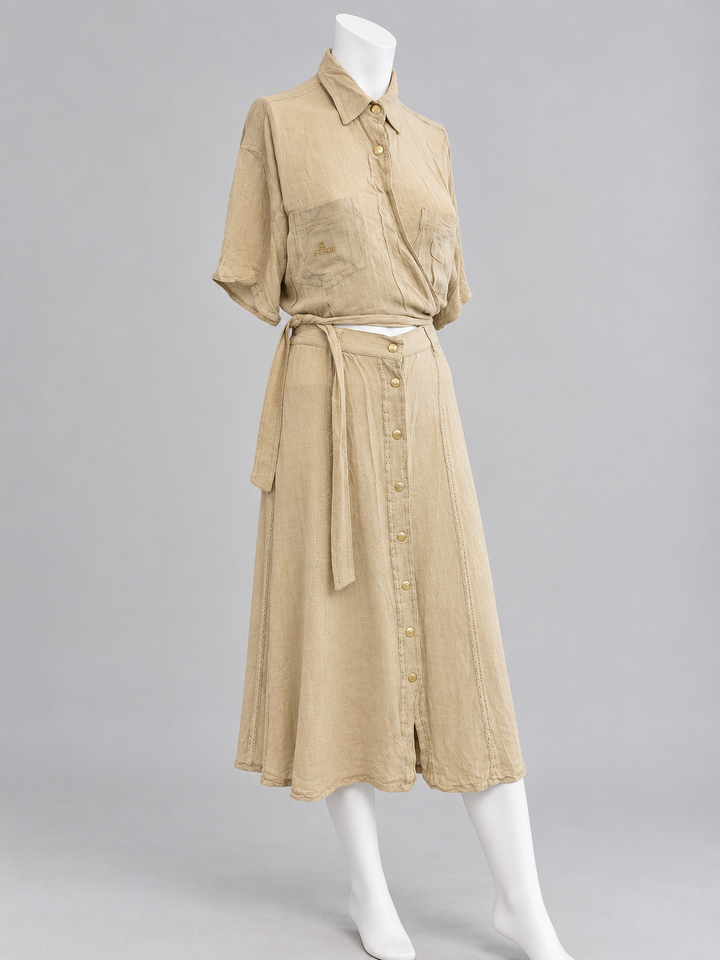 Fendi vintage beige two-piece skirt set
