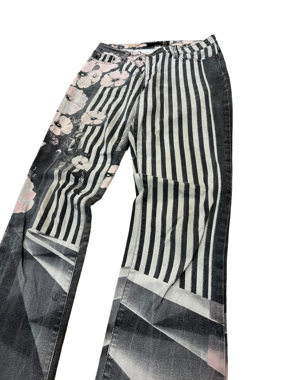 JUST CAVALLI y2k stripes floral jeans women’s medium(38/40)