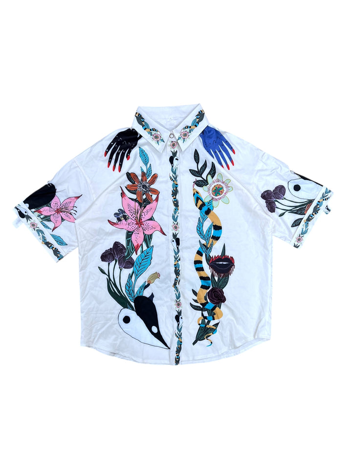 vintage printed shirt women's large
