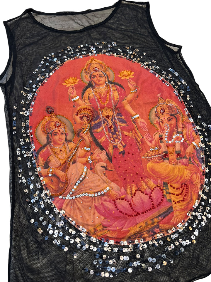 Vintage Goddess Lakshmi mesh top women’s medium