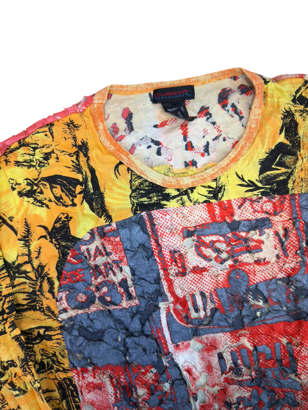 Custo barcelona distressed patchwork long sleeve top