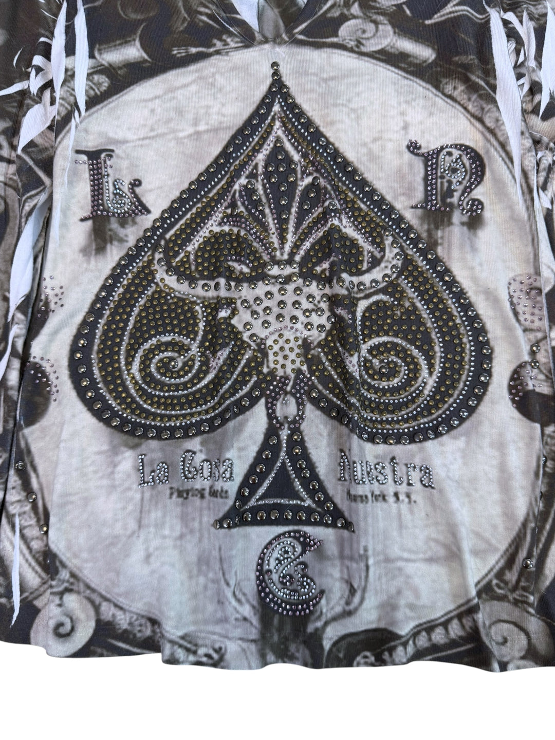 2000s studded ace of spades long sleeve top