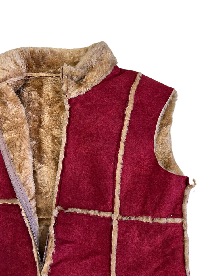 Vintage Faux Suede Leather Sherpa Vest Women’s Medium