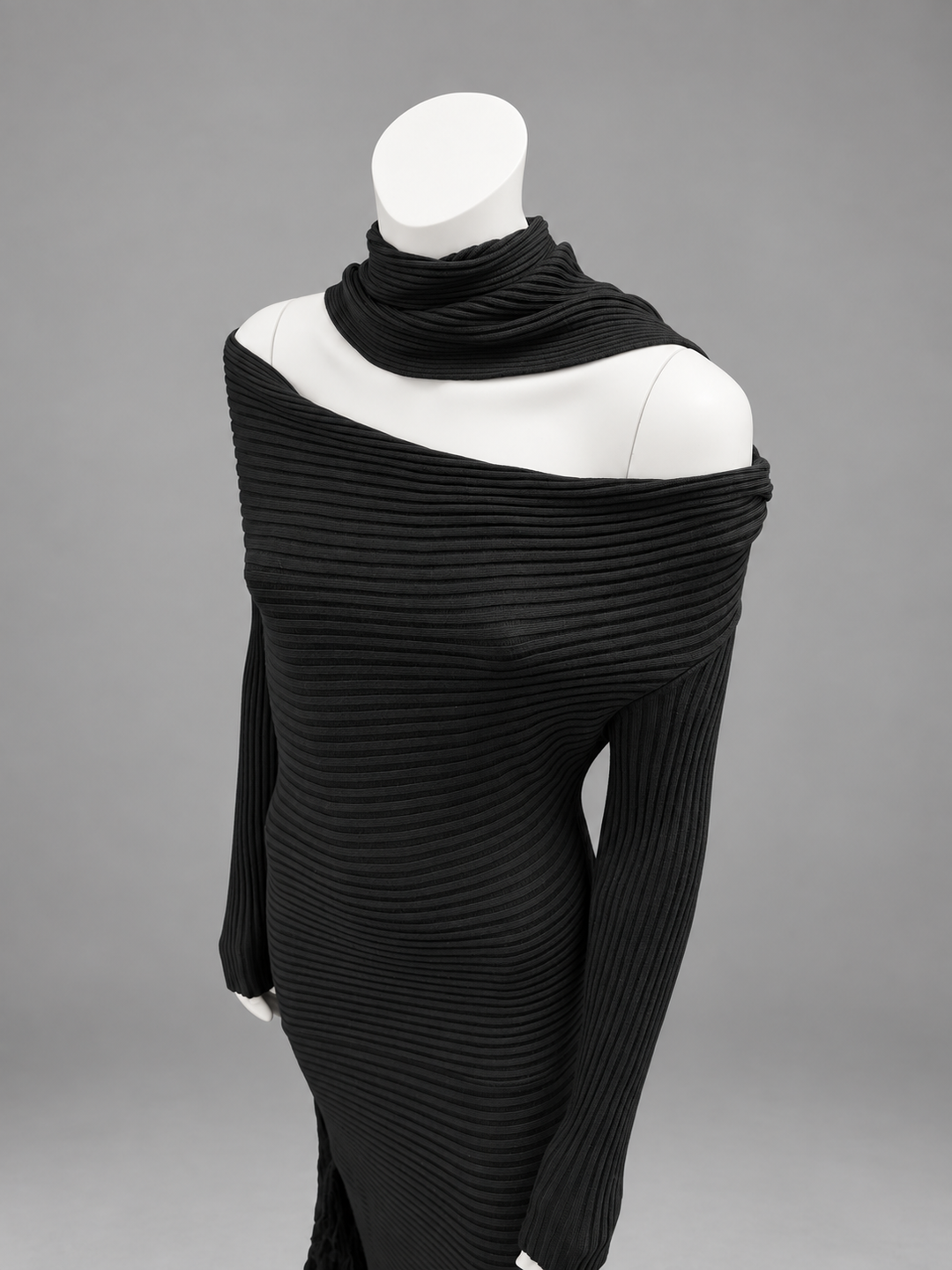 Jean Paul Gaultier ribbed knit dress with scarf