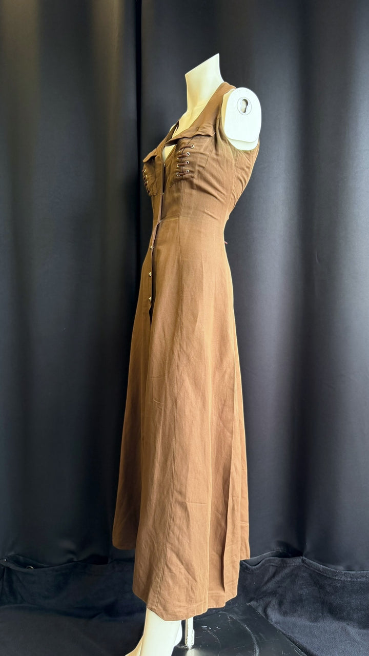 Thierry Mugler ACTIV archive corset detail linen blend maxi dress