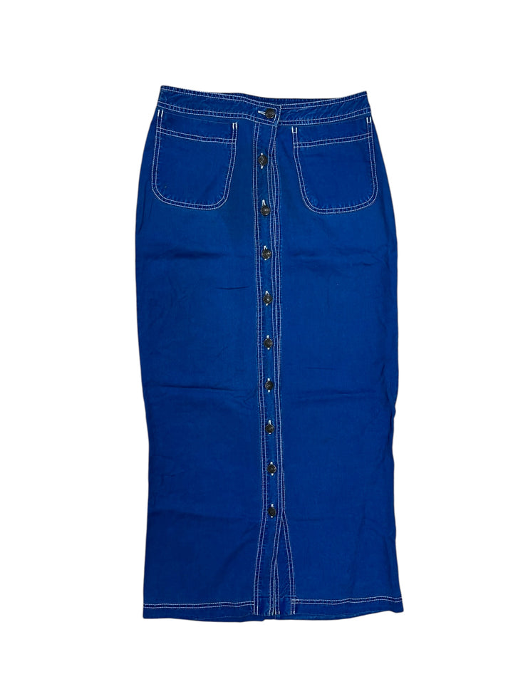 Moschino Vintage Blue Denim Skirt with Button Front Medium