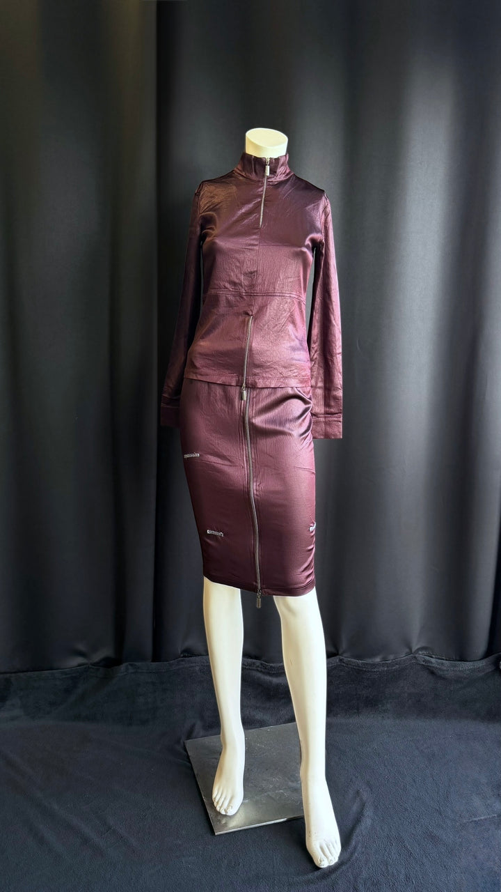 Krizia vintage metallic plum two-piece set small
