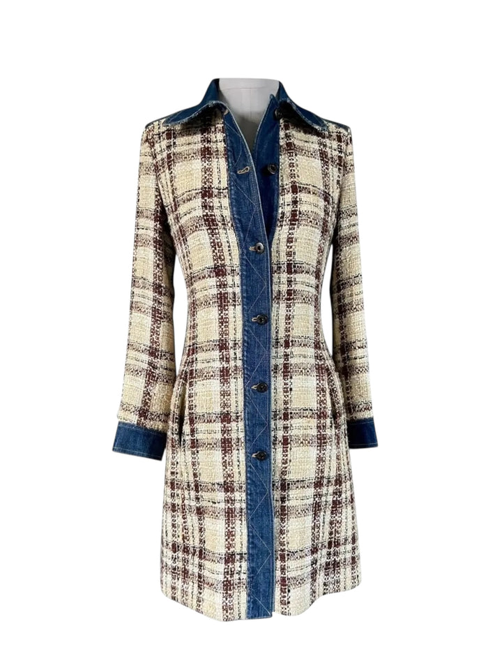 Dolce & Gabbana 2000s Tweed & Denim Contrast Coat Small