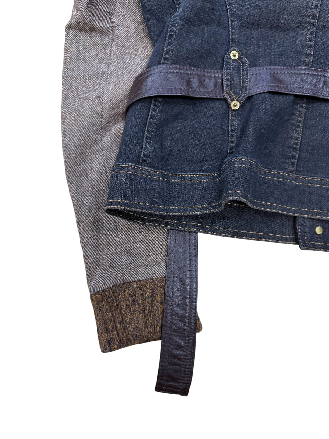 Dolce & Gabbana Black Denim & Wool Sleeve Belted Jacket Small