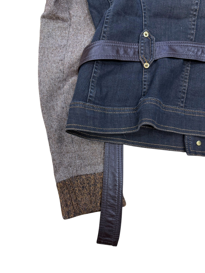 Dolce & Gabbana Black Denim & Wool Sleeve Belted Jacket Small