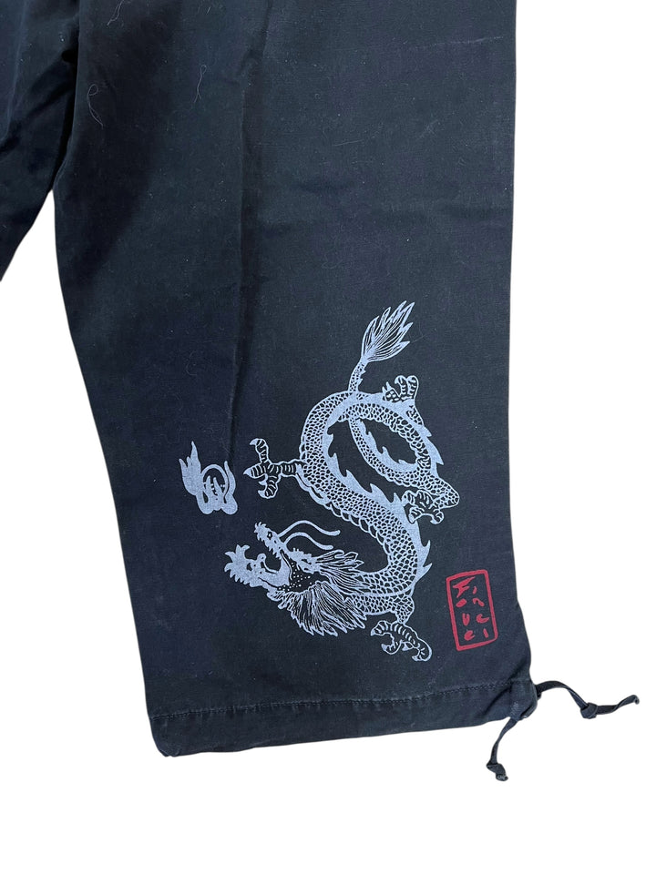 Fiorucci Vintage Dragon Embroidered Black Cropped Pants Women’s Small(36)