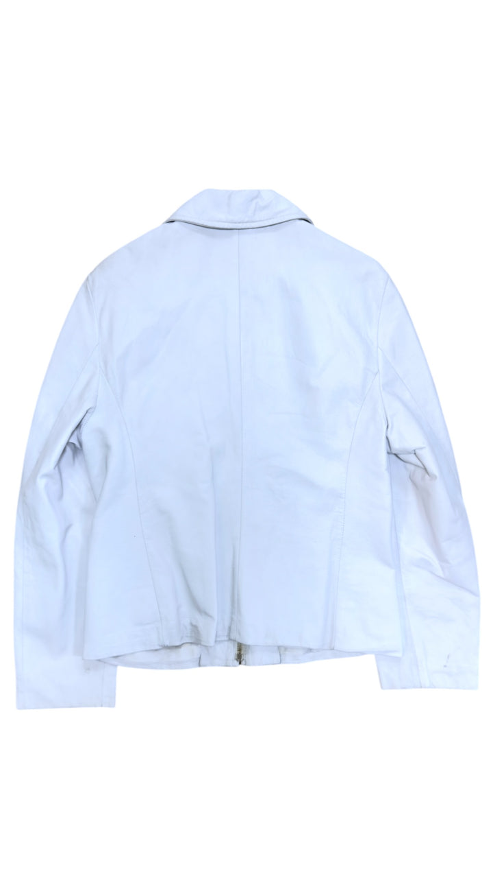 Vintage white leather zip jacket – Made in Italy