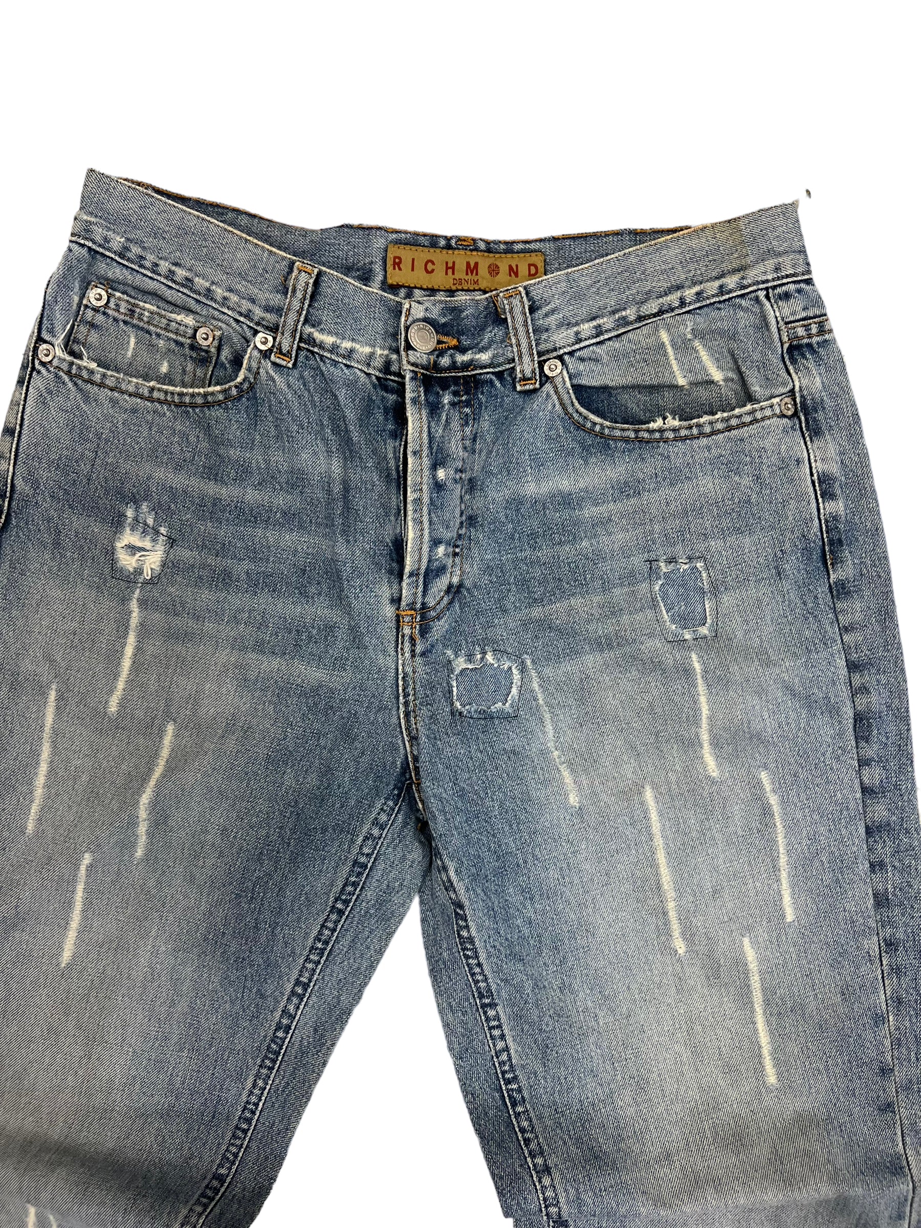 Men's Denim Shorts Ripped Colorblock Pieces Denim Jeans - Temu Japan
