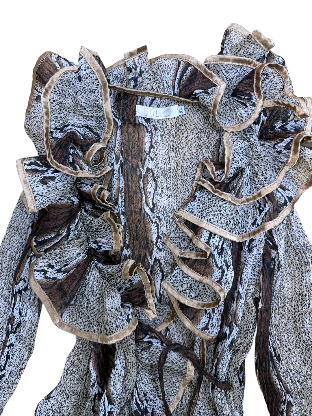 JDL Barcelona sheer ruffle blouse