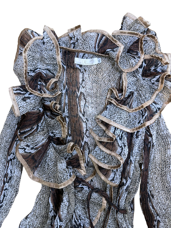 JDL Barcelona sheer ruffle blouse