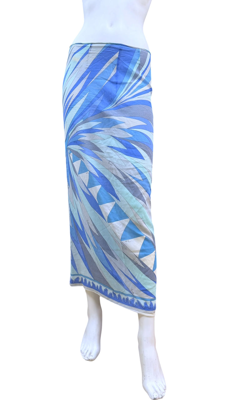 Emilio Pucci blue abstract print silk skirt