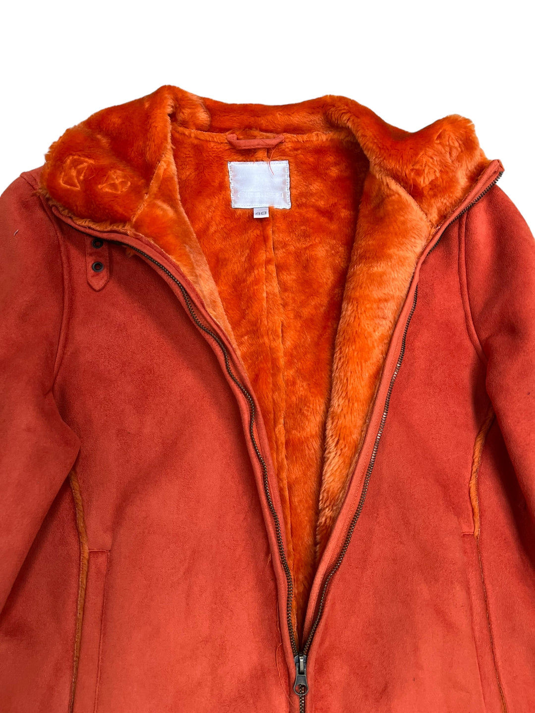 Y2K faux suede orange jacket women’s medium