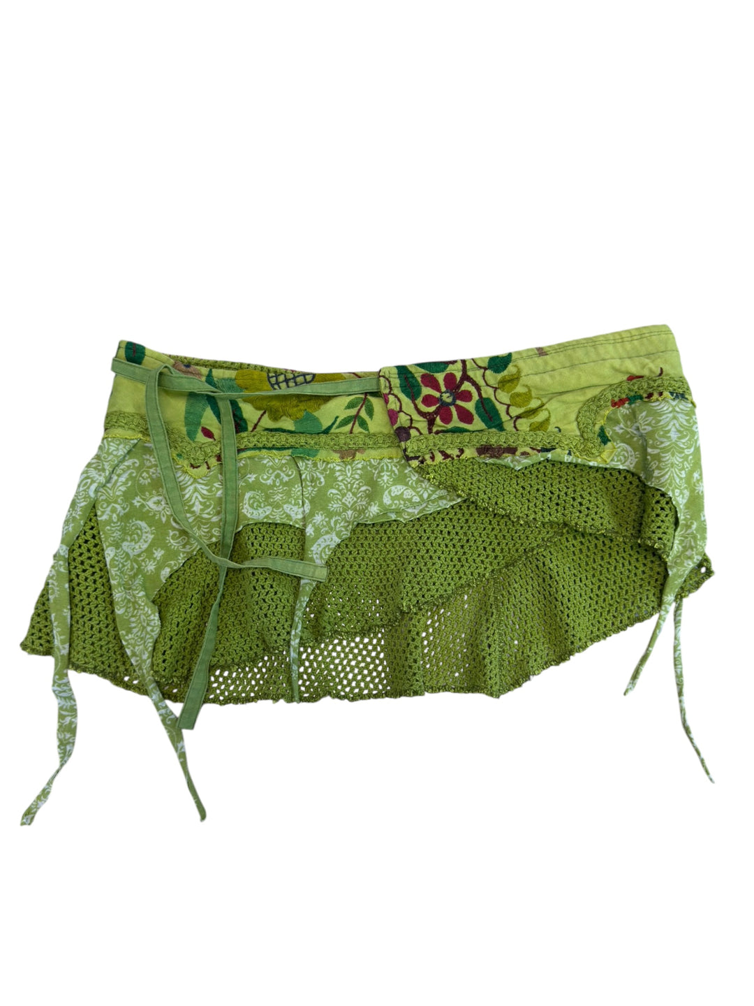 2000s crochet wrap mini skirt