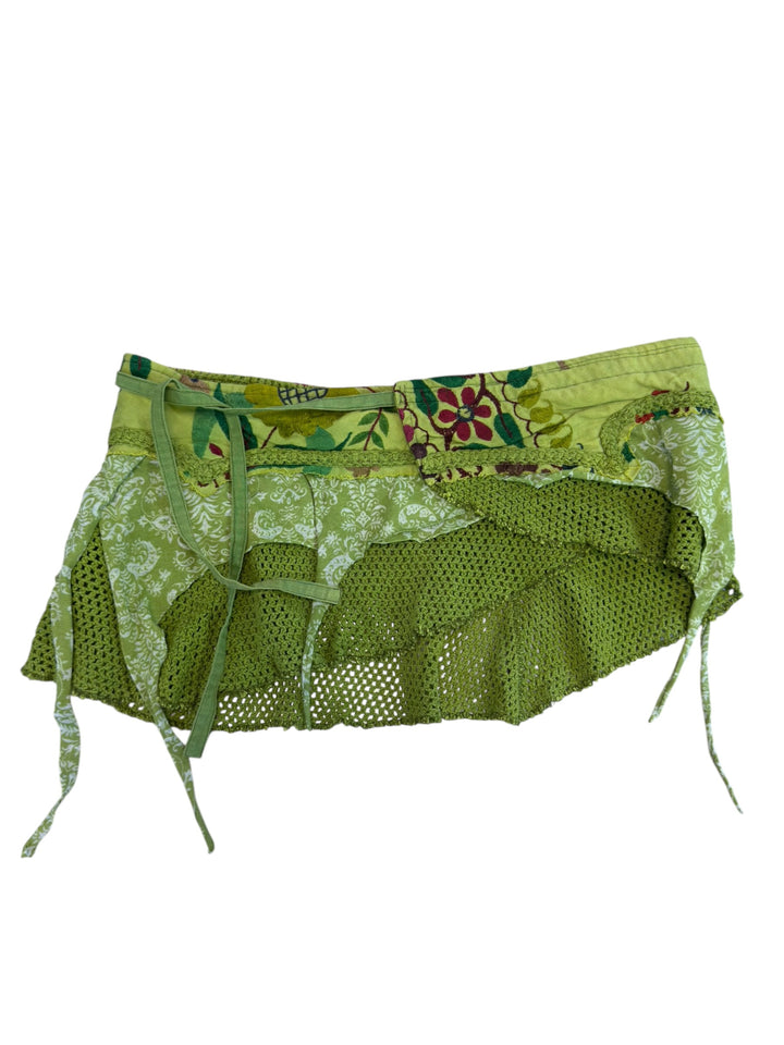 2000s crochet wrap mini skirt