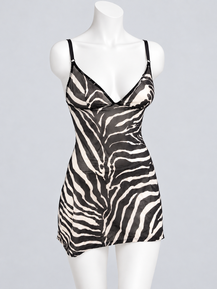 Dolce&Gabbana Underwear zebra print mesh slip dress