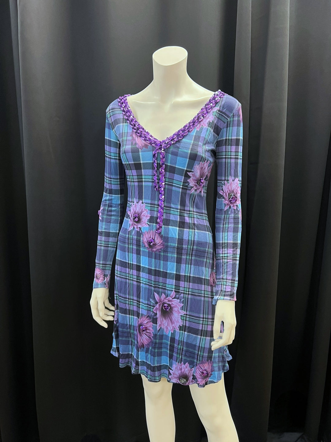 Versace Jeans Couture 2000s Sequin Trim Dress Rats Vintage Versace Jeans Couture 2000s Sequin Trim Dress Rats Vintage