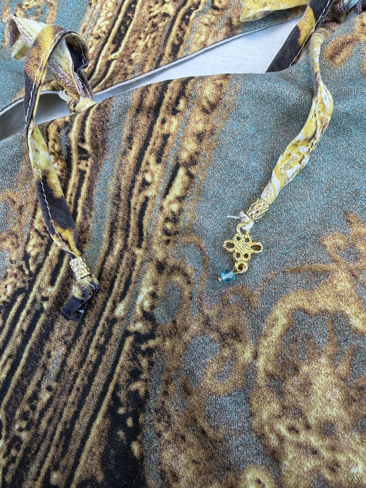 SS03 Roberto Cavalli baroque print lace top