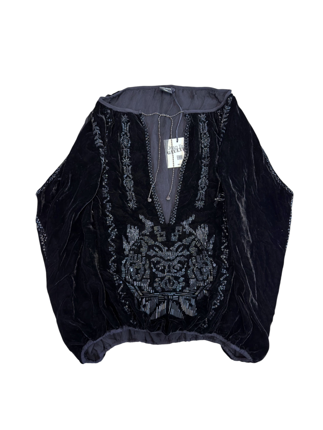 Jean Paul Gaultier Femme FW2006 deadstock beaded velvet blouse