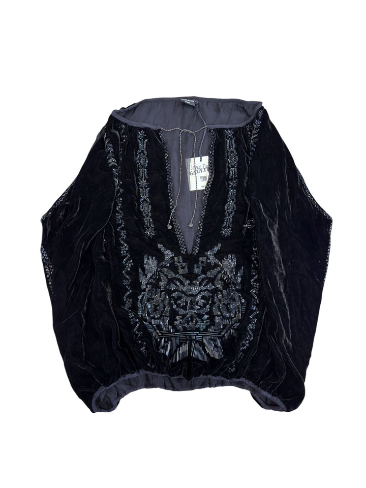 Jean Paul Gaultier Femme FW2006 deadstock beaded velvet blouse