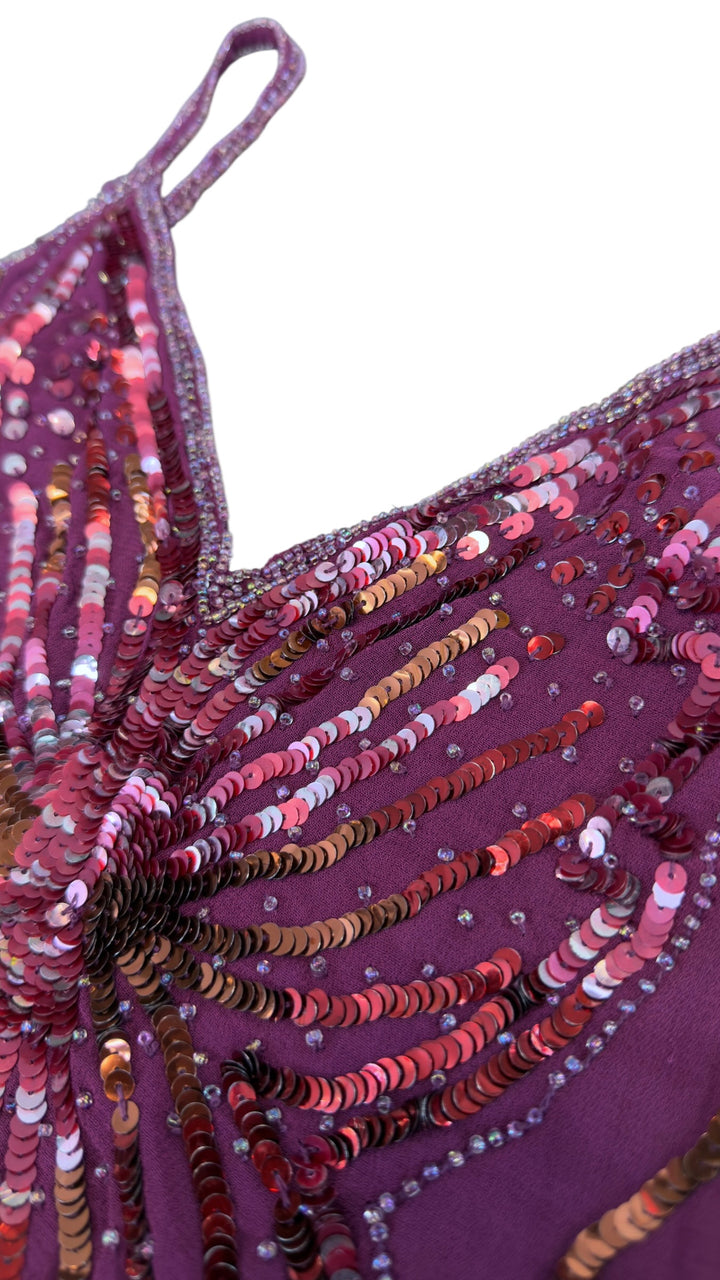 Vintage Y2K sequin beaded butterfly top purple