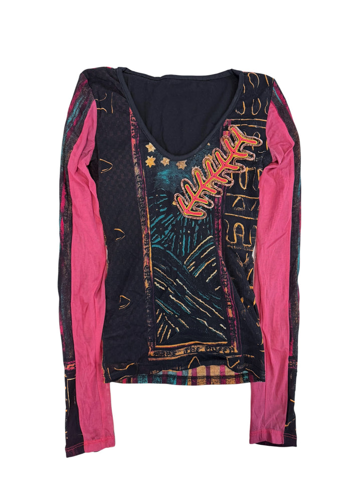 Save The Queen mesh graphic long sleeve top y2k fairy grunge small