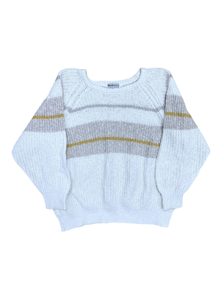 Vintage Burberrys Made in England Sweater – Cotton Linen Knit – 1980s/90s women’s Medium & Large
