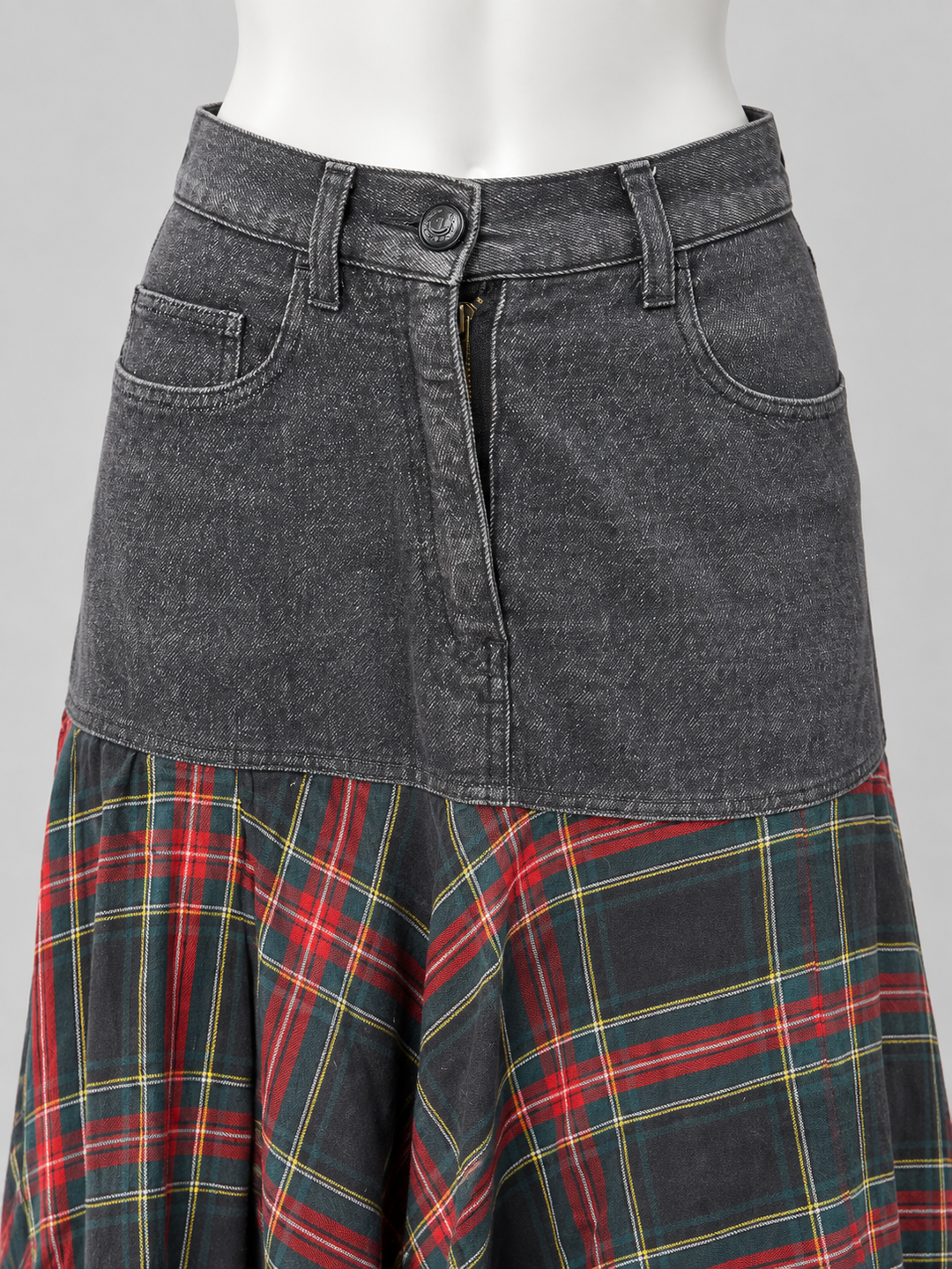 Moschino jeans denim tartan maxi skirt