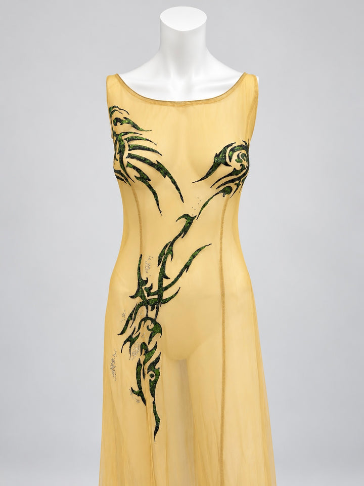 2000s sheer embellished maxi dress