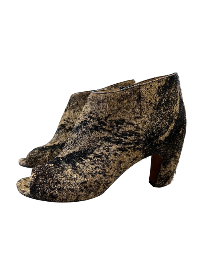 2000s Maison Martin Margiela Pony Hair Peep Toe Ankle Boots Size Eu40