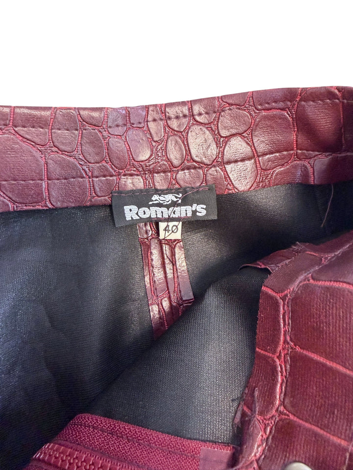 Roman’s burgundy crocodile embossed midi skirt
