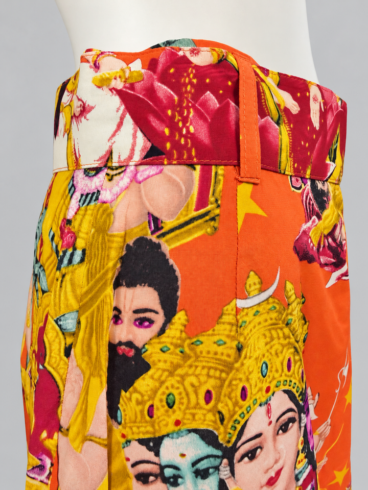 Byblos vintage Hindu Deity print silk skirt - SS 1992
