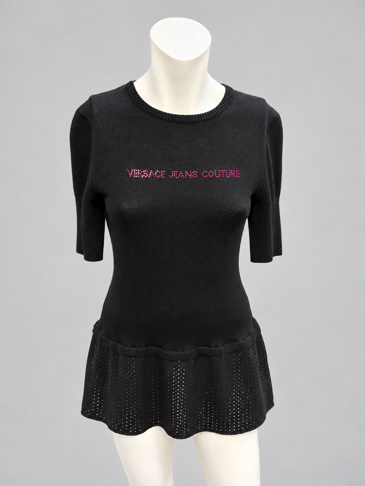 Versace Jeans Couture FW2003 crystallised rib knit dress