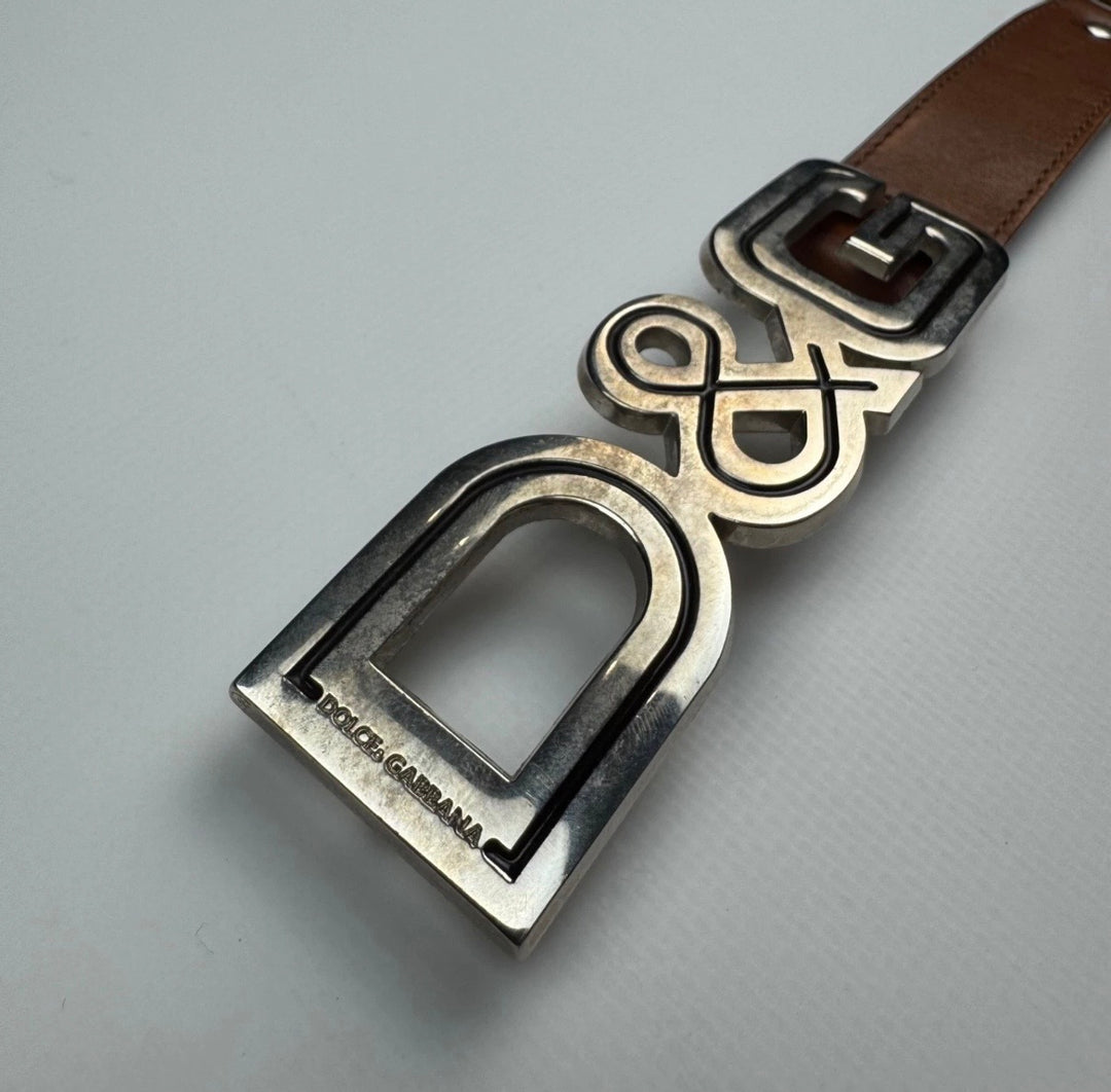 Dolce&Gabbana oversized logo buckle leather belt