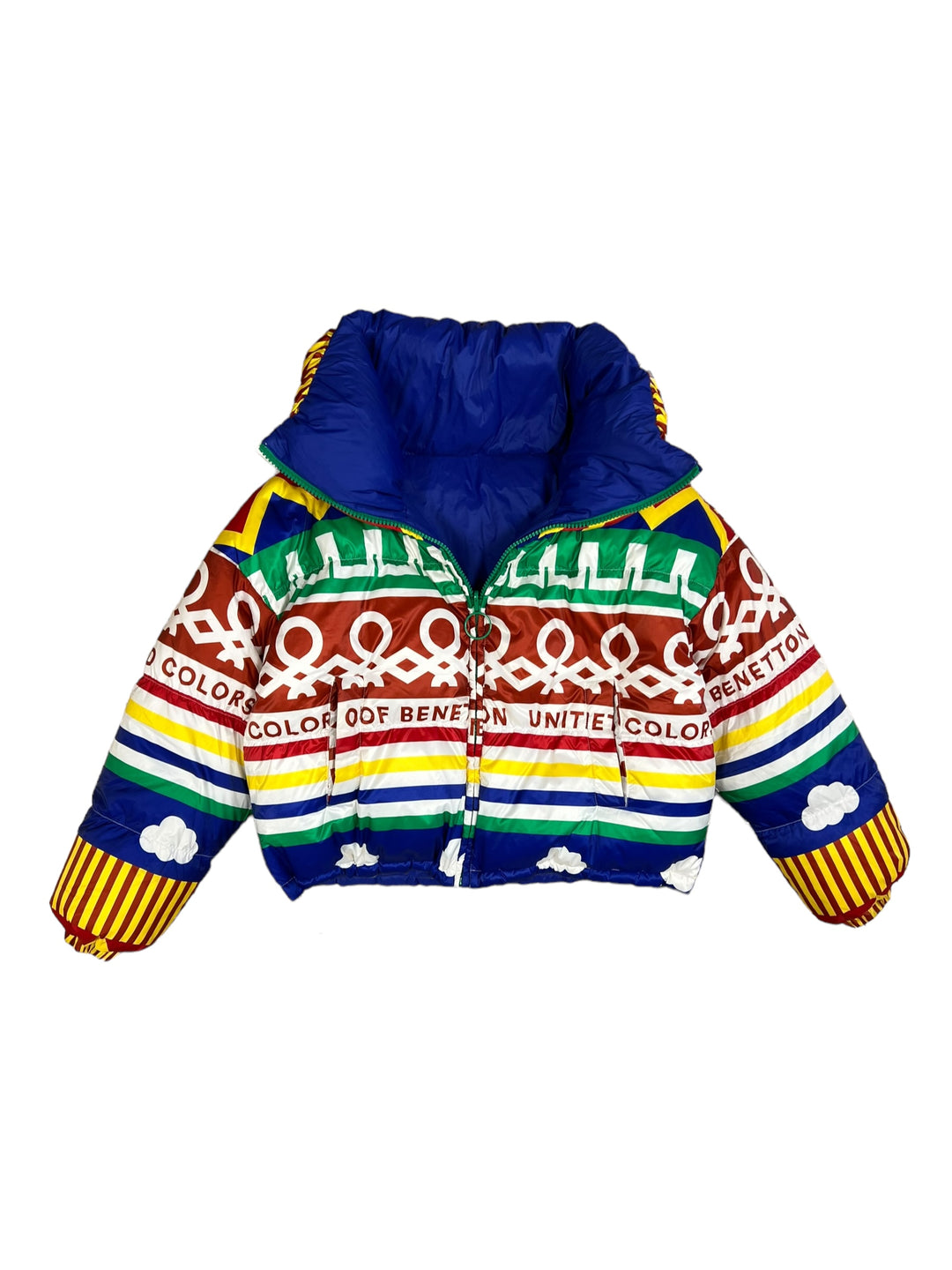 United Colors of Benetton reversible y2k all over print puffer jacket women’s M/L