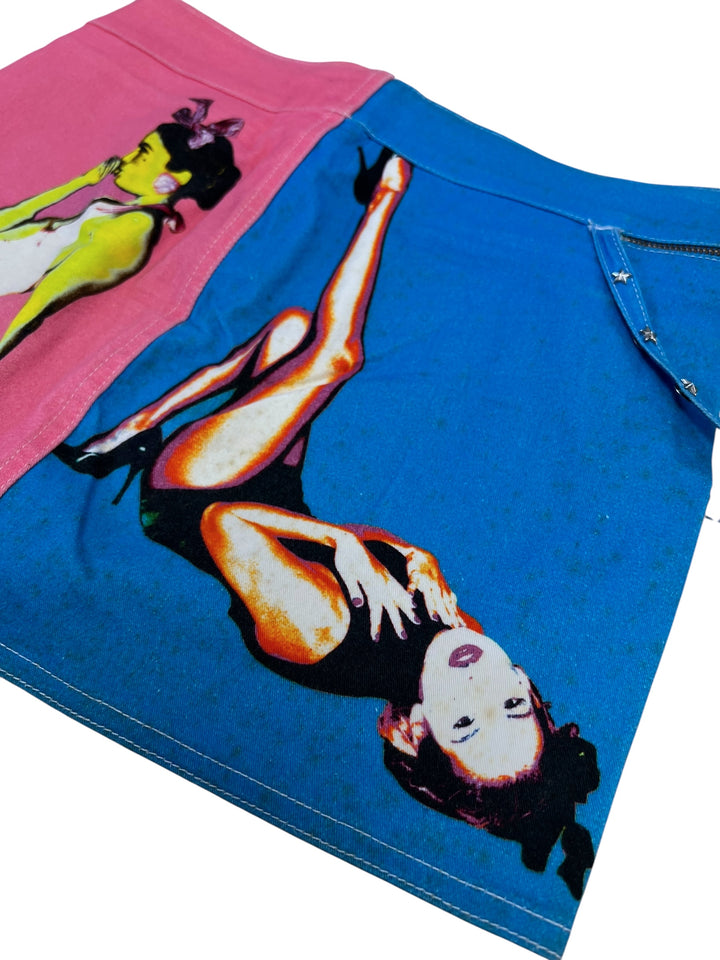 Donatella Versace Low Waisted Colourful F/S 2004 Pop Art Mini Skirt Small