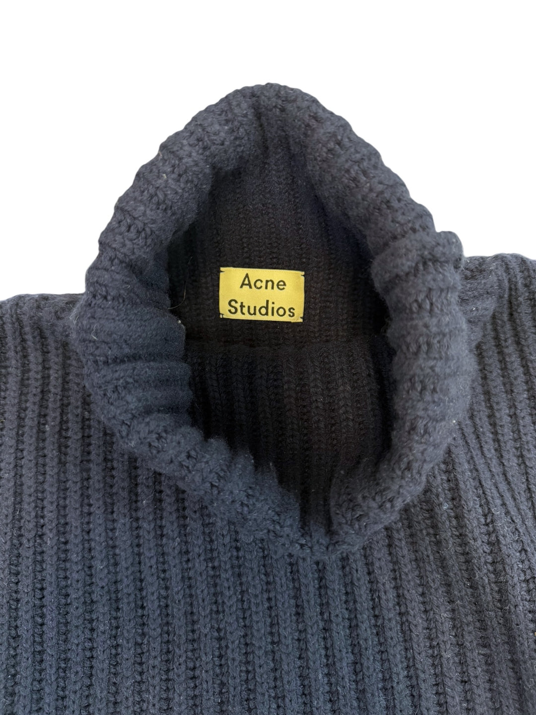 Acne Studios navy rib knit turtleneck sweater