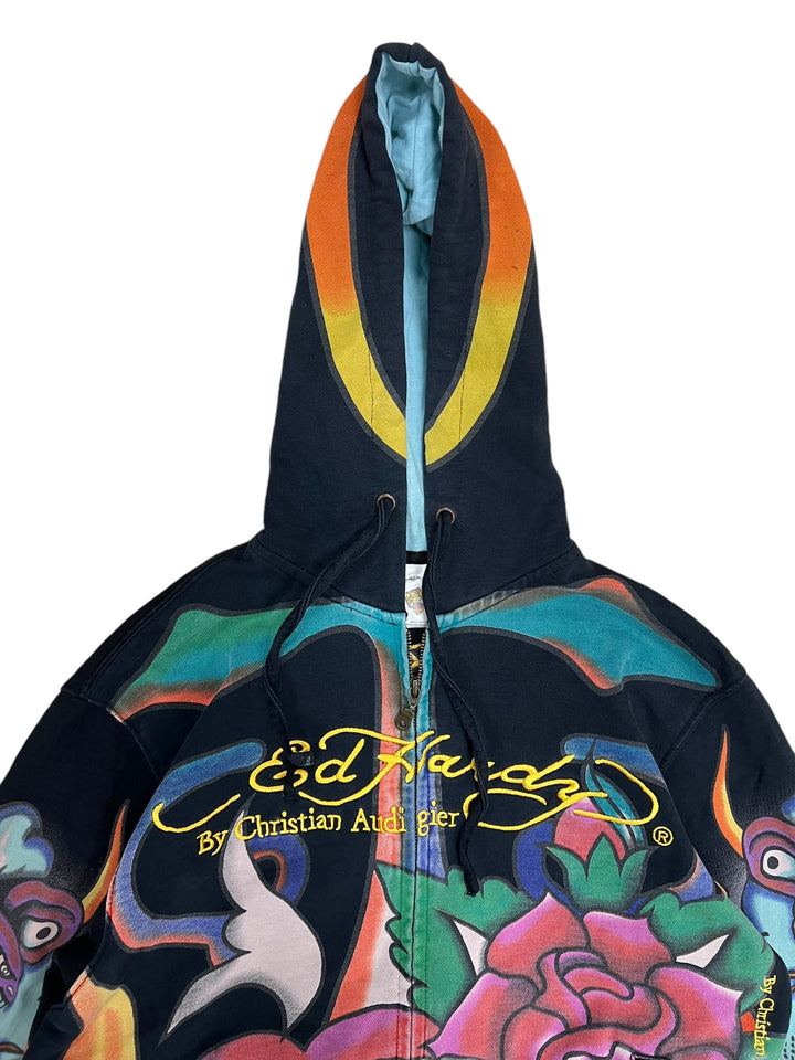 Ed hardy by Christian Audigier y2k rare hooded jacket Women's Medium