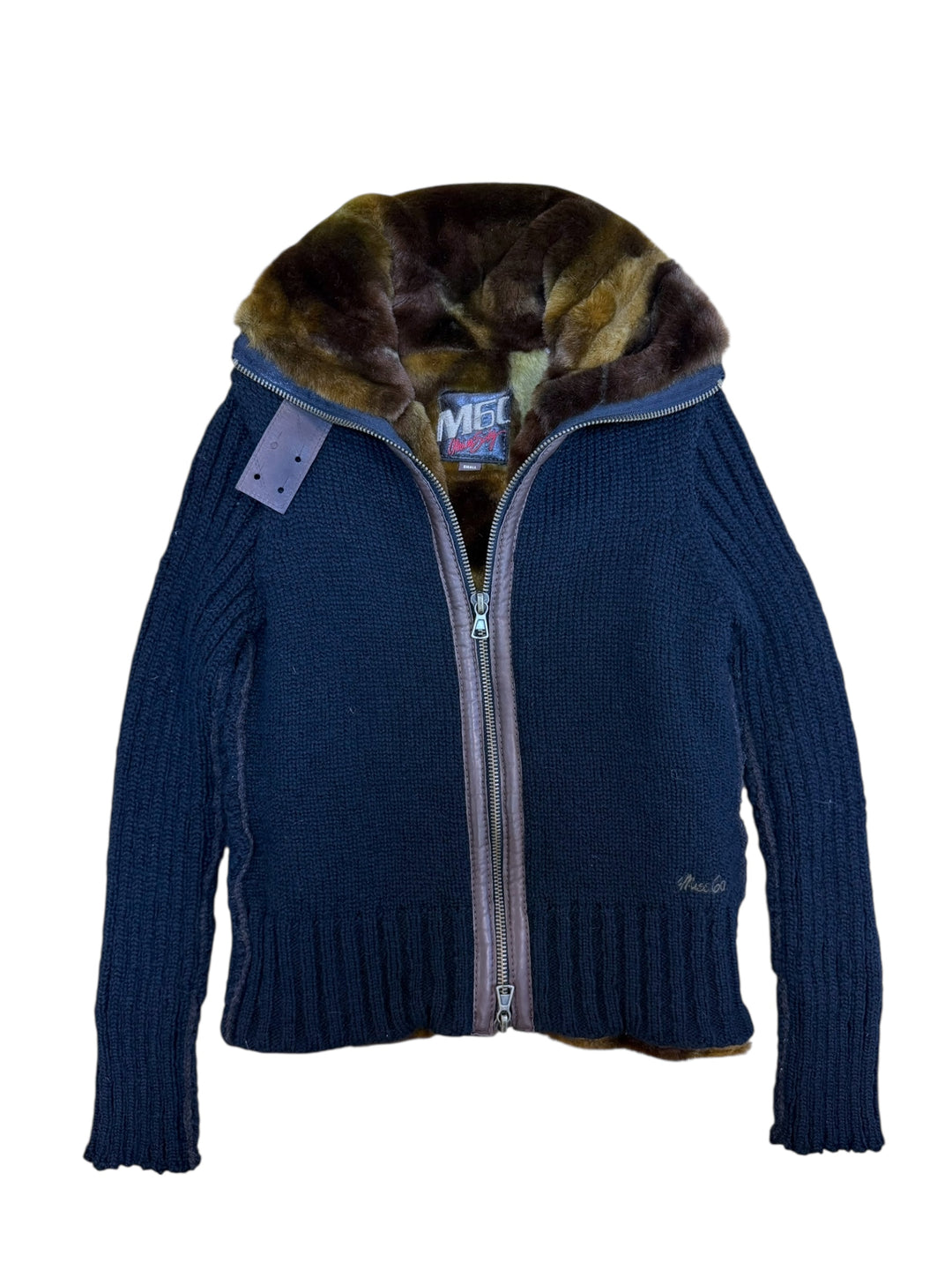 Miss Sixty fur zip up knit jacket