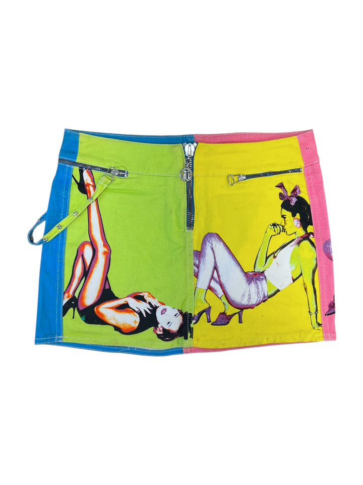 Donatella Versace Low Waisted Colourful F/S 2004 Pop Art Mini Skirt Small