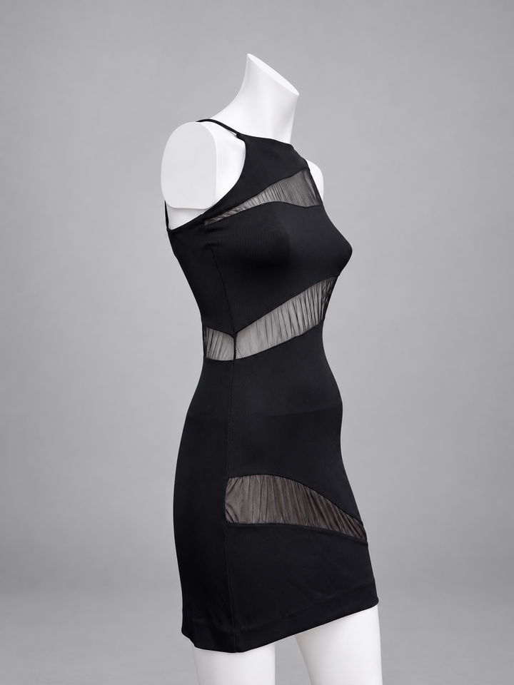 Cinema mesh panel mini dress