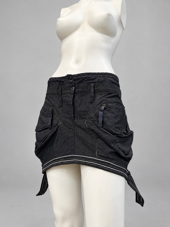 Marithé + François Girbaud pinstripe utility mini skirt